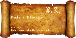 Maár Klaudia névjegykártya